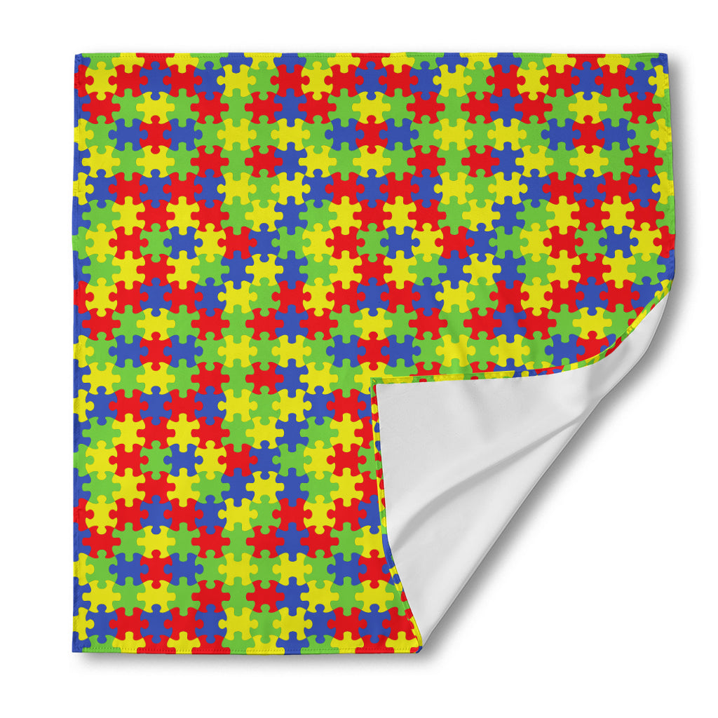 Autism Awareness Puzzle Pattern Print Silk Bandana