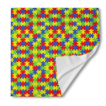 Autism Awareness Puzzle Pattern Print Silk Bandana