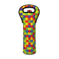Autism Awareness Puzzle Pattern Print Single Neoprene Wine Tote