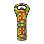 Autism Awareness Puzzle Pattern Print Single Neoprene Wine Tote