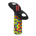Autism Awareness Puzzle Pattern Print Single Neoprene Wine Tote