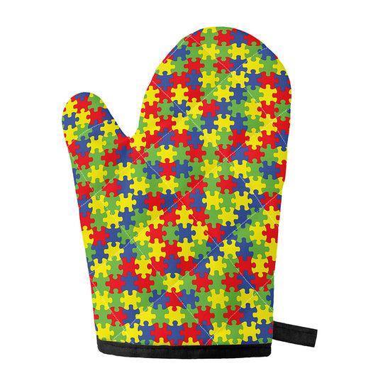 Autism Awareness Puzzle Pattern Print Single Oven Mitt