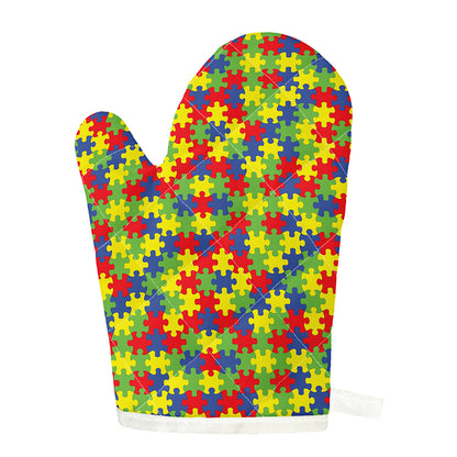 Autism Awareness Puzzle Pattern Print Single Oven Mitt