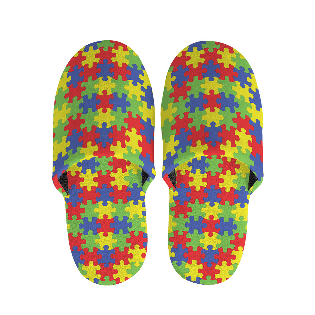 Autism Awareness Puzzle Pattern Print Slippers