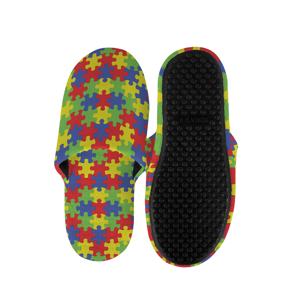 Autism Awareness Puzzle Pattern Print Slippers