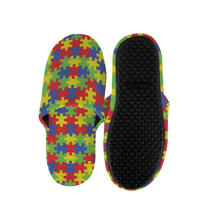 Autism Awareness Puzzle Pattern Print Slippers