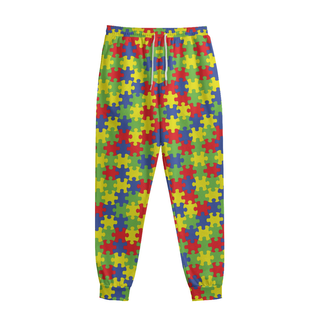 Autism Awareness Puzzle Pattern Print Sweatpants