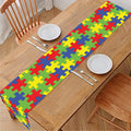 Autism Awareness Puzzle Pattern Print Table Runner