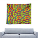 Autism Awareness Puzzle Pattern Print Tapestry