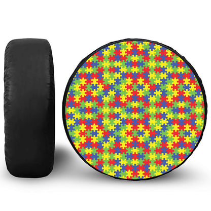 Autism Awareness Puzzle Pattern Print Tire Cover