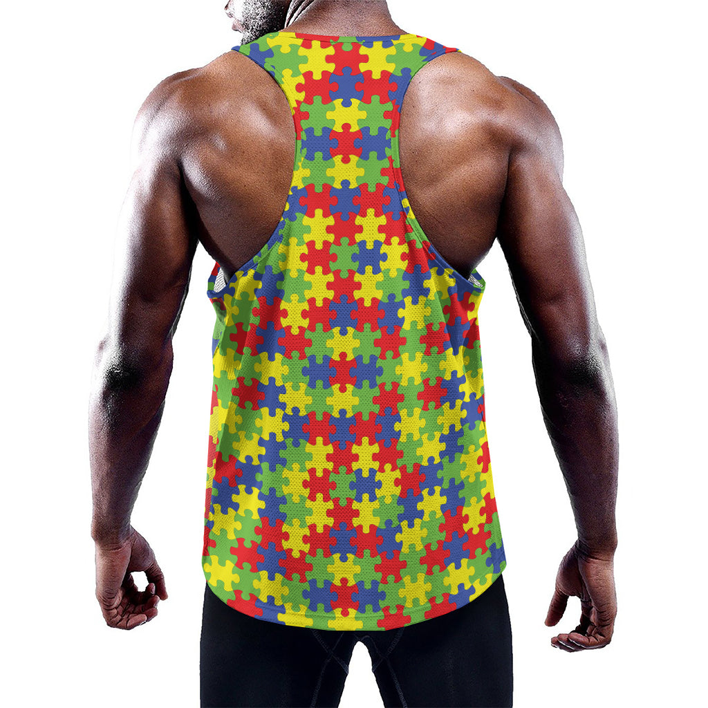 Autism Awareness Puzzle Pattern Print Training Tank Top