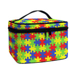 Autism Awareness Puzzle Pattern Print Travel Makeup Bag