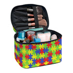Autism Awareness Puzzle Pattern Print Travel Makeup Bag