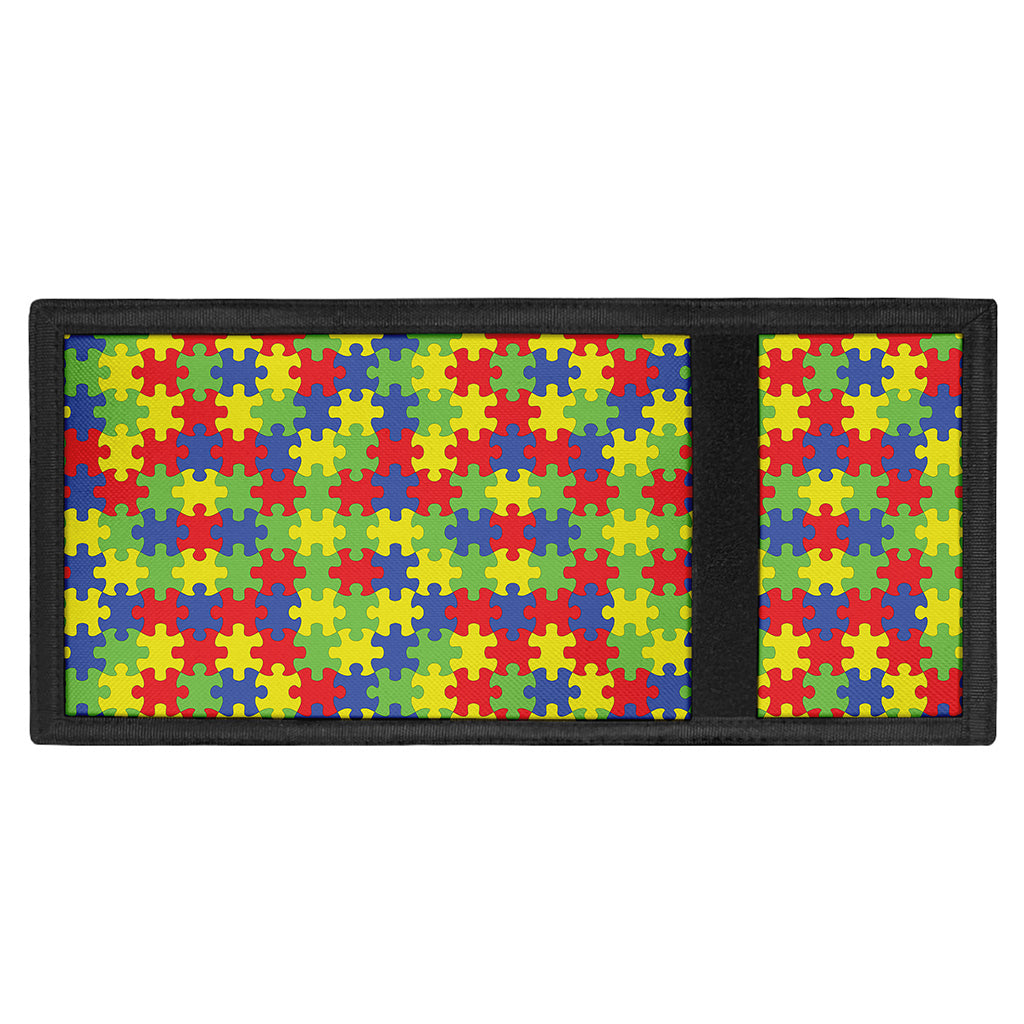 Autism Awareness Puzzle Pattern Print Trifold Wallet