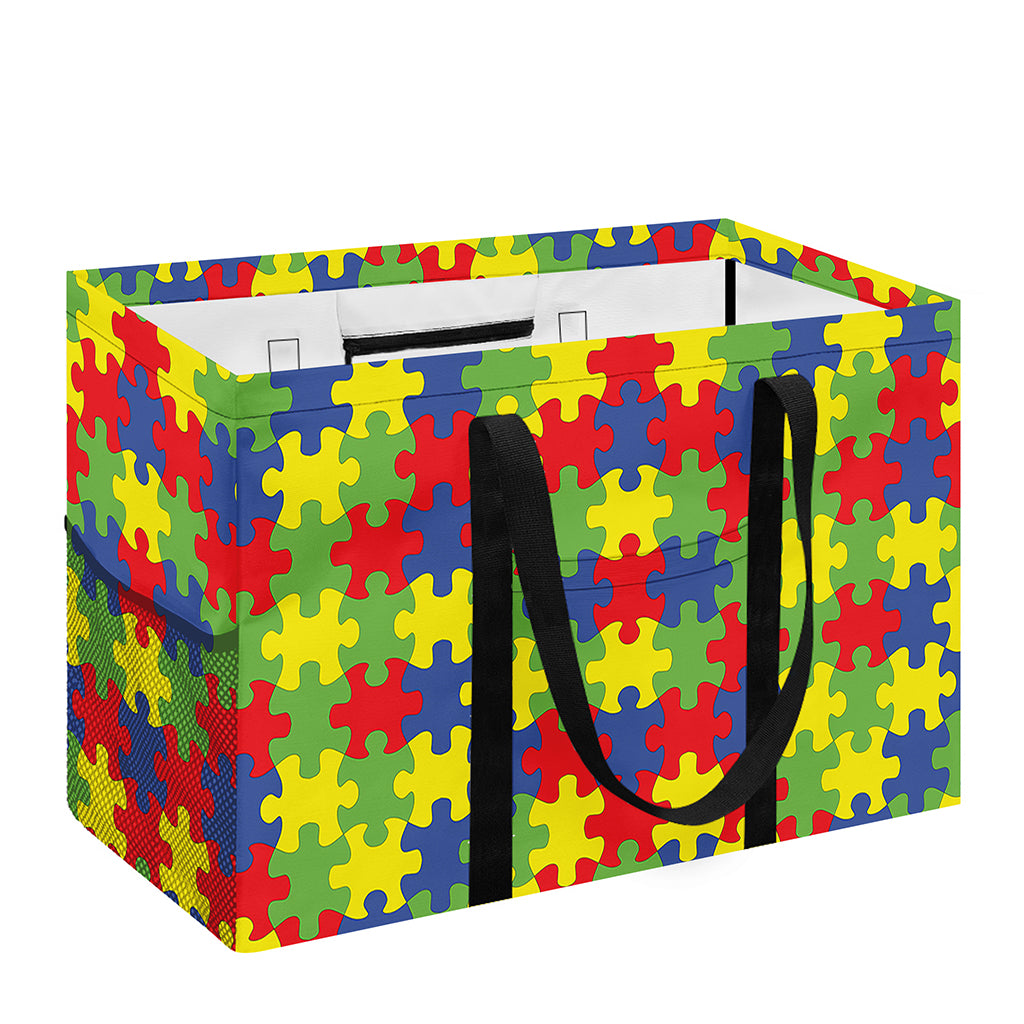 Autism Awareness Puzzle Pattern Print Utility Tote Bag