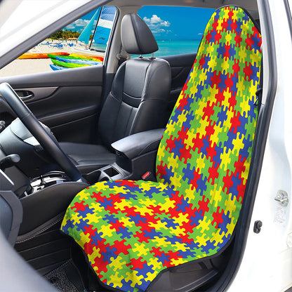 Autism Awareness Puzzle Pattern Print Waterproof Car Seat Cover