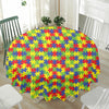 Autism Awareness Puzzle Pattern Print Waterproof Round Tablecloth