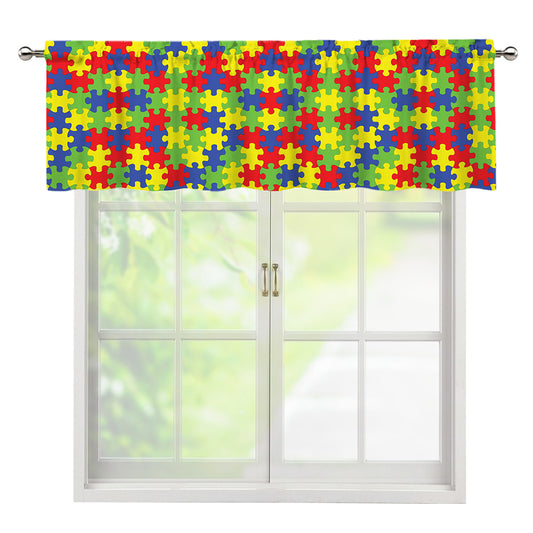 Autism Awareness Puzzle Pattern Print Window Valance