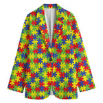 Autism Awareness Puzzle Pattern Print Women's Blazer