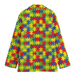 Autism Awareness Puzzle Pattern Print Women's Blazer