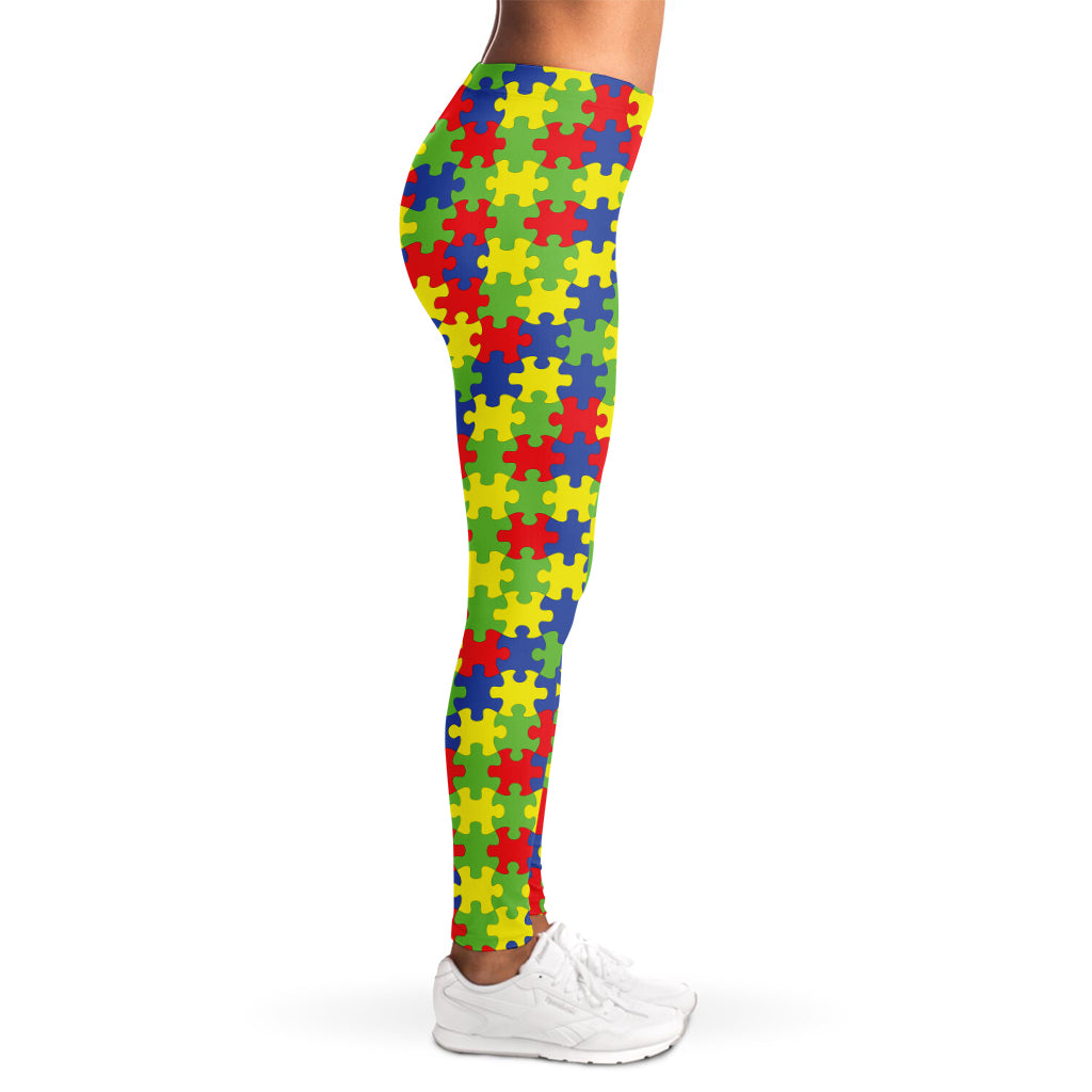 Autism Awareness Puzzle Pattern Print Women's Leggings