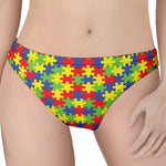 Autism Awareness Puzzle Pattern Print Women's Thong