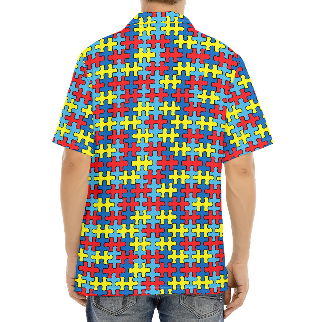 Autism Awareness Puzzle Print Aloha Shirt