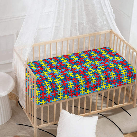 Autism Awareness Puzzle Print Baby Crib Sheet