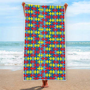 Autism Awareness Puzzle Print Beach Towel