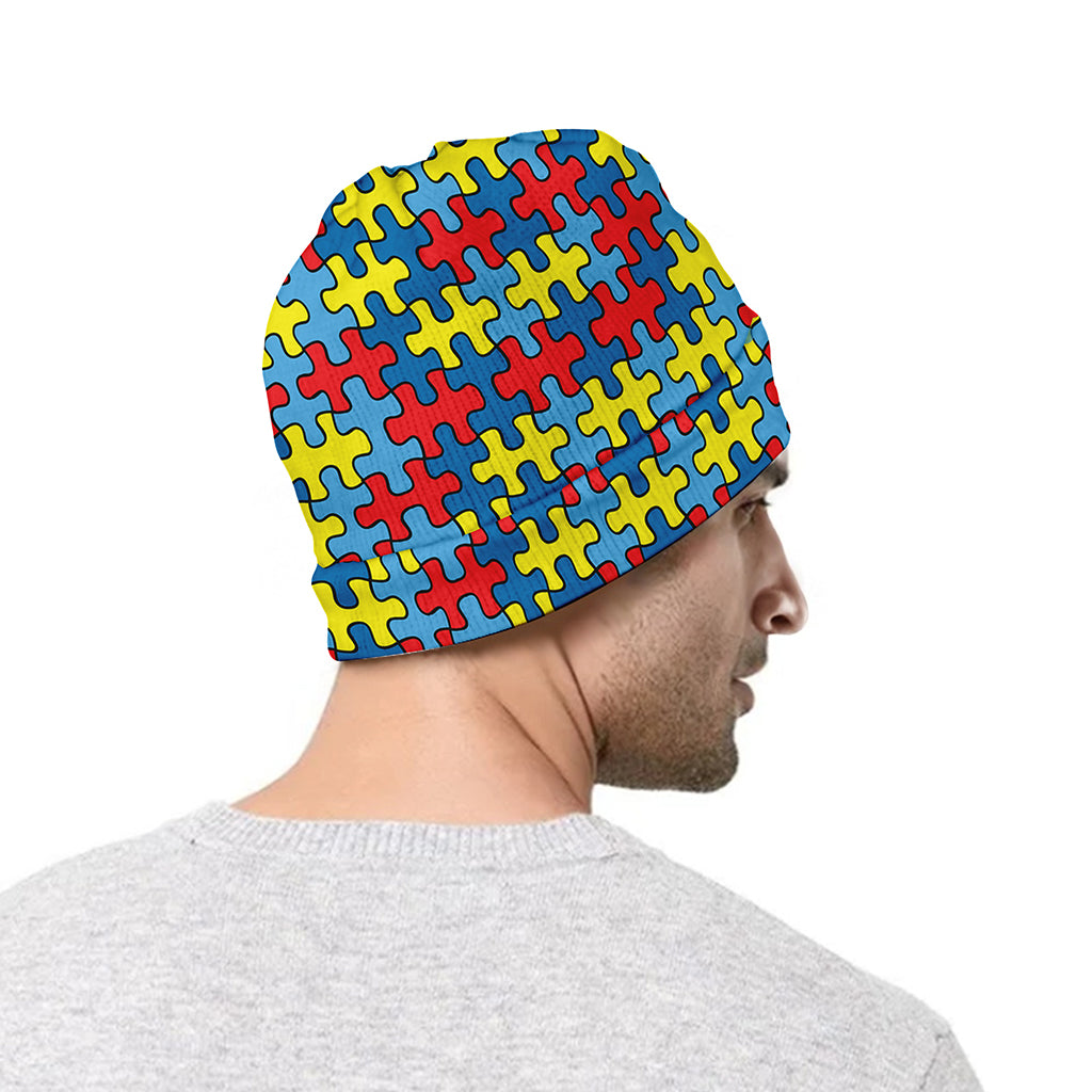 Autism Awareness Puzzle Print Beanie