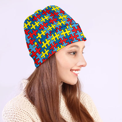 Autism Awareness Puzzle Print Beanie