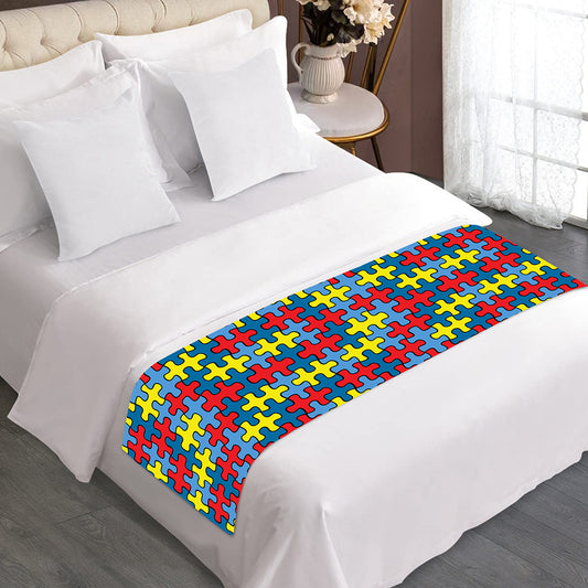 Autism Awareness Puzzle Print Bed Runner