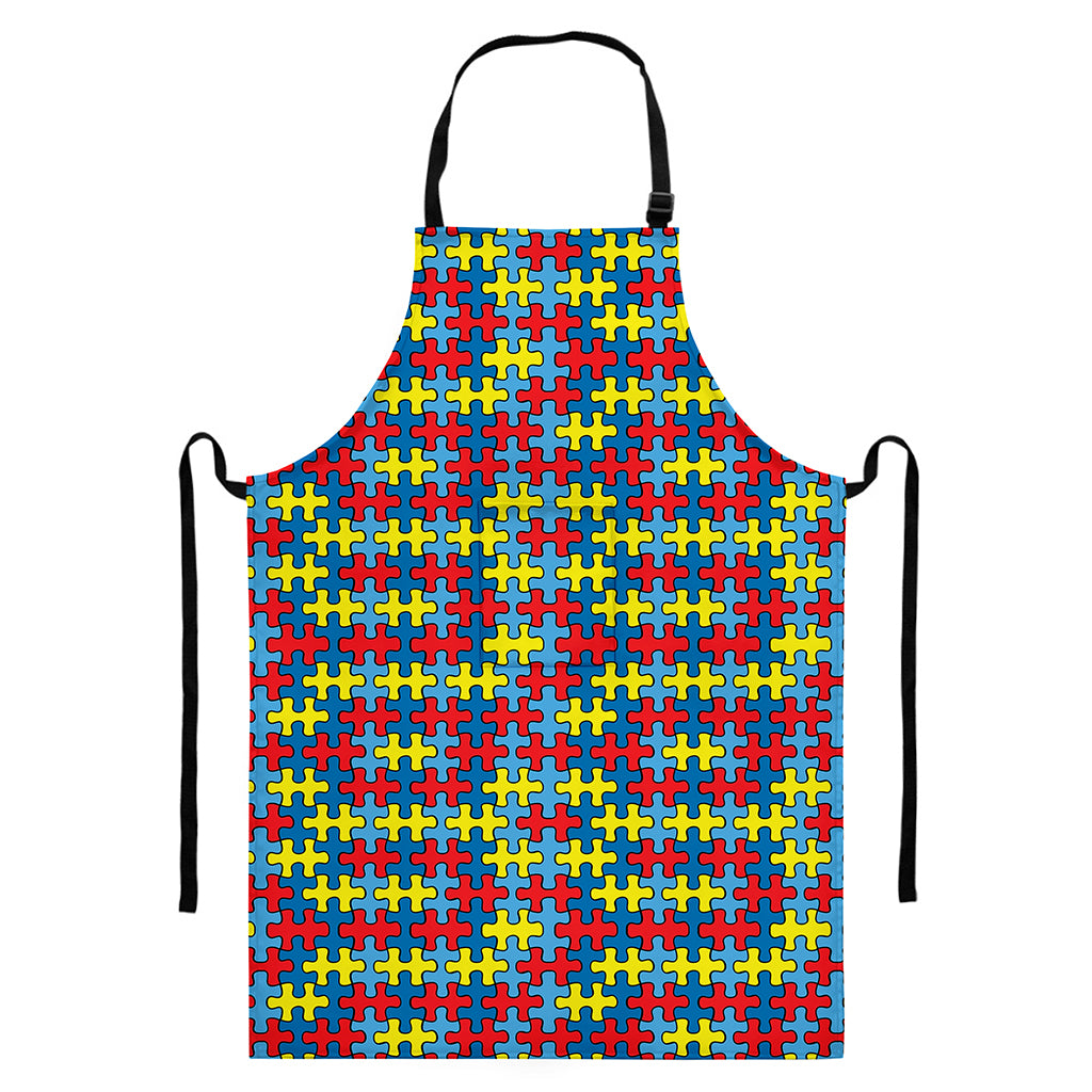 Autism Awareness Puzzle Print Bib Apron With Pocket
