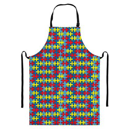 Autism Awareness Puzzle Print Bib Apron With Pocket