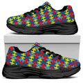Autism Awareness Puzzle Print Black Chunky Shoes