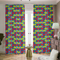 Autism Awareness Puzzle Print Dimout Pencil Pleat Curtains