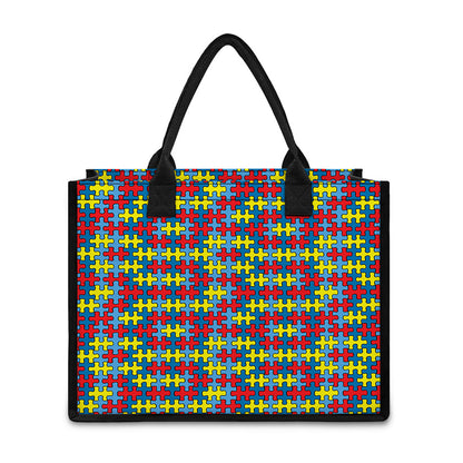 Autism Awareness Puzzle Print Canvas Tote Bag