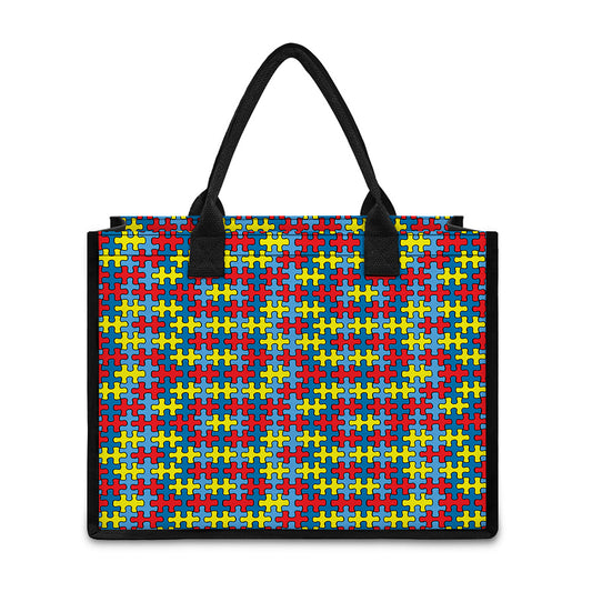 Autism Awareness Puzzle Print Canvas Tote Bag