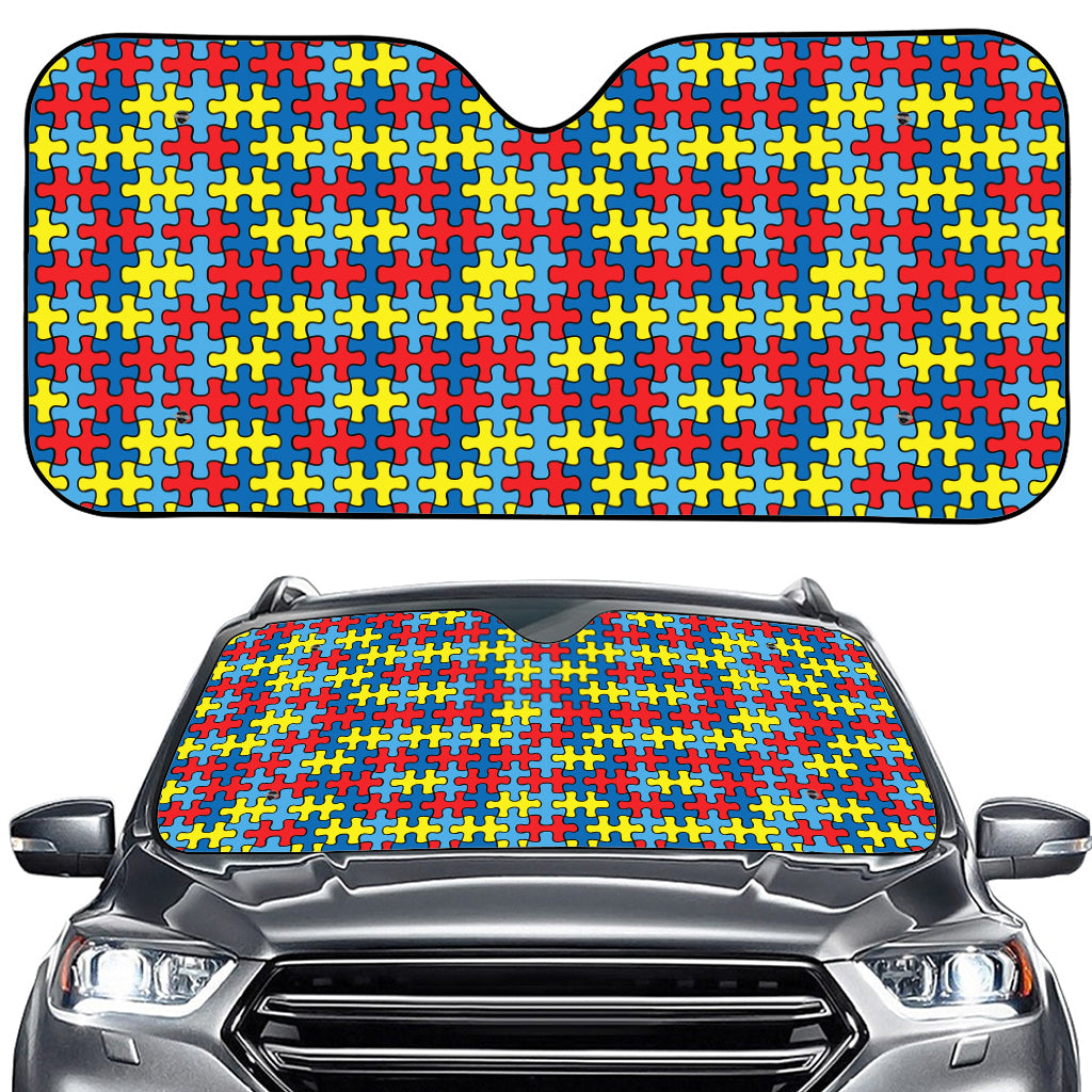 Autism Awareness Puzzle Print Car Windshield Sun Shade