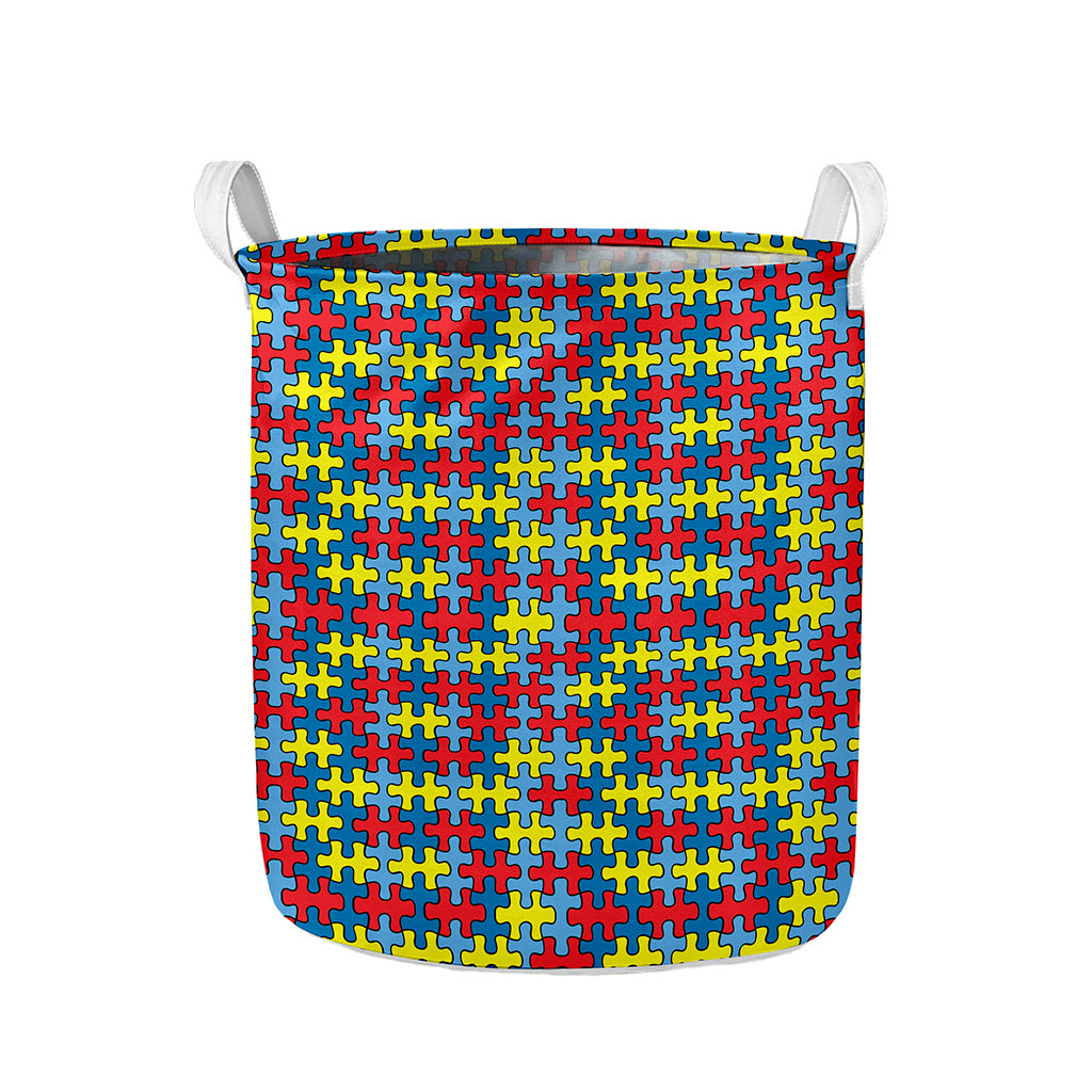 Autism Awareness Puzzle Print Collapsible Laundry Basket