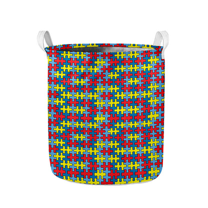 Autism Awareness Puzzle Print Collapsible Laundry Basket