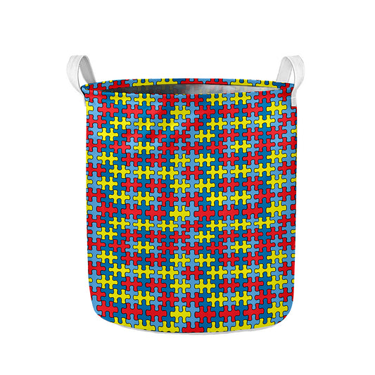 Autism Awareness Puzzle Print Collapsible Laundry Basket