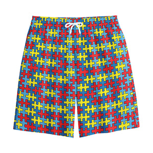 Autism Awareness Puzzle Print Cotton Shorts