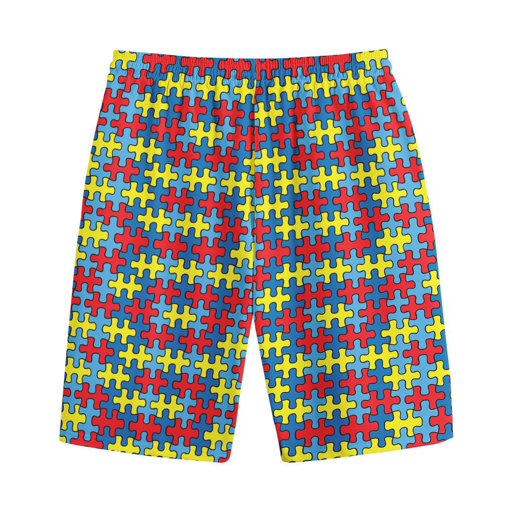 Autism Awareness Puzzle Print Cotton Shorts