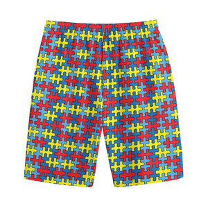 Autism Awareness Puzzle Print Cotton Shorts