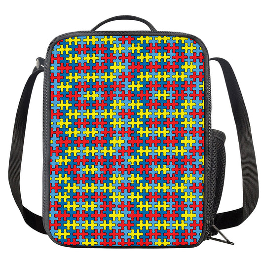Autism Awareness Puzzle Print Crossbody Lunch Bag