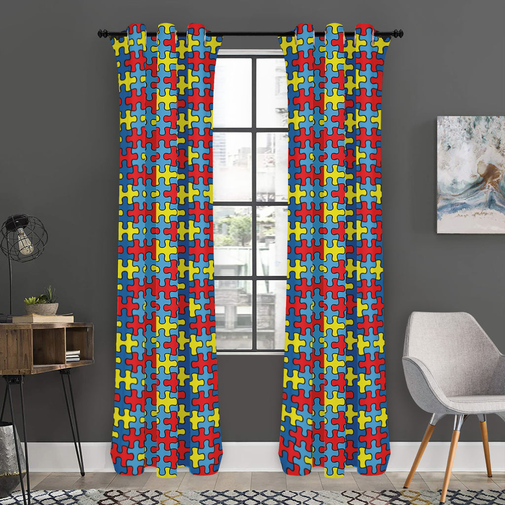 Autism Awareness Puzzle Print Curtain