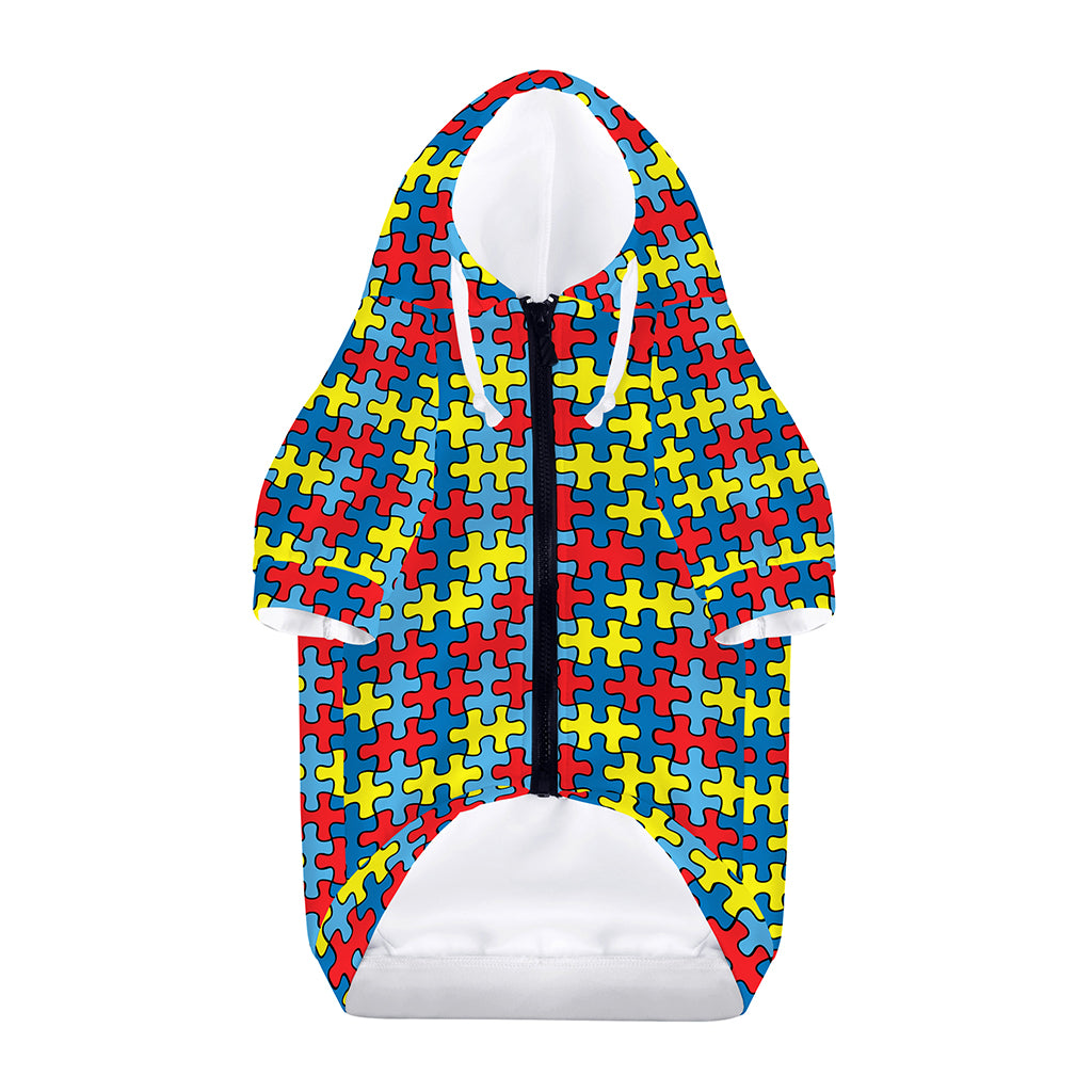 Autism Awareness Puzzle Print Dog Zip Up Hoodie