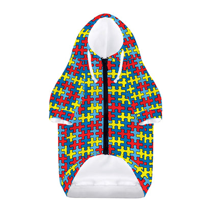 Autism Awareness Puzzle Print Dog Zip Up Hoodie