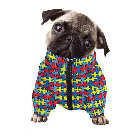 Autism Awareness Puzzle Print Dog Zip Up Jacket